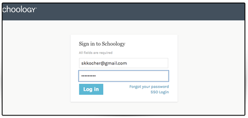 Schoology SignIn Screen Pic